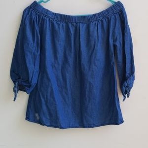 LOVE TREE Blue off the shoulder top